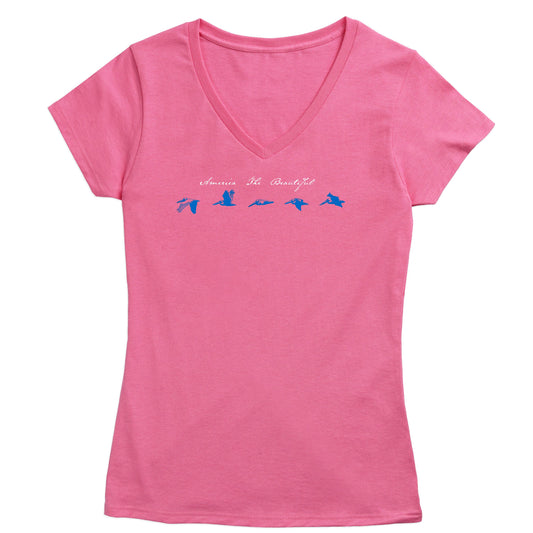 Pelican Flyby America The Beautiful® Womens Short Sleeve Graphic V-Neck Tee
