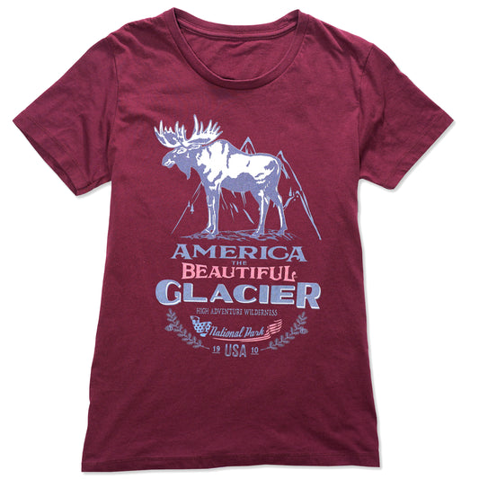 Glacier National Park Bull Moose Vintage Camp-style Graphic T-shirt Women