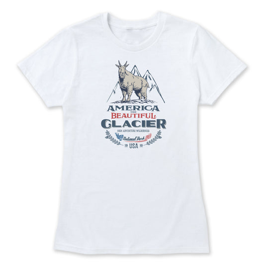 America The Beautiful® Glacier National Park Rocky The Mountain Goat Womens Graphic Tee