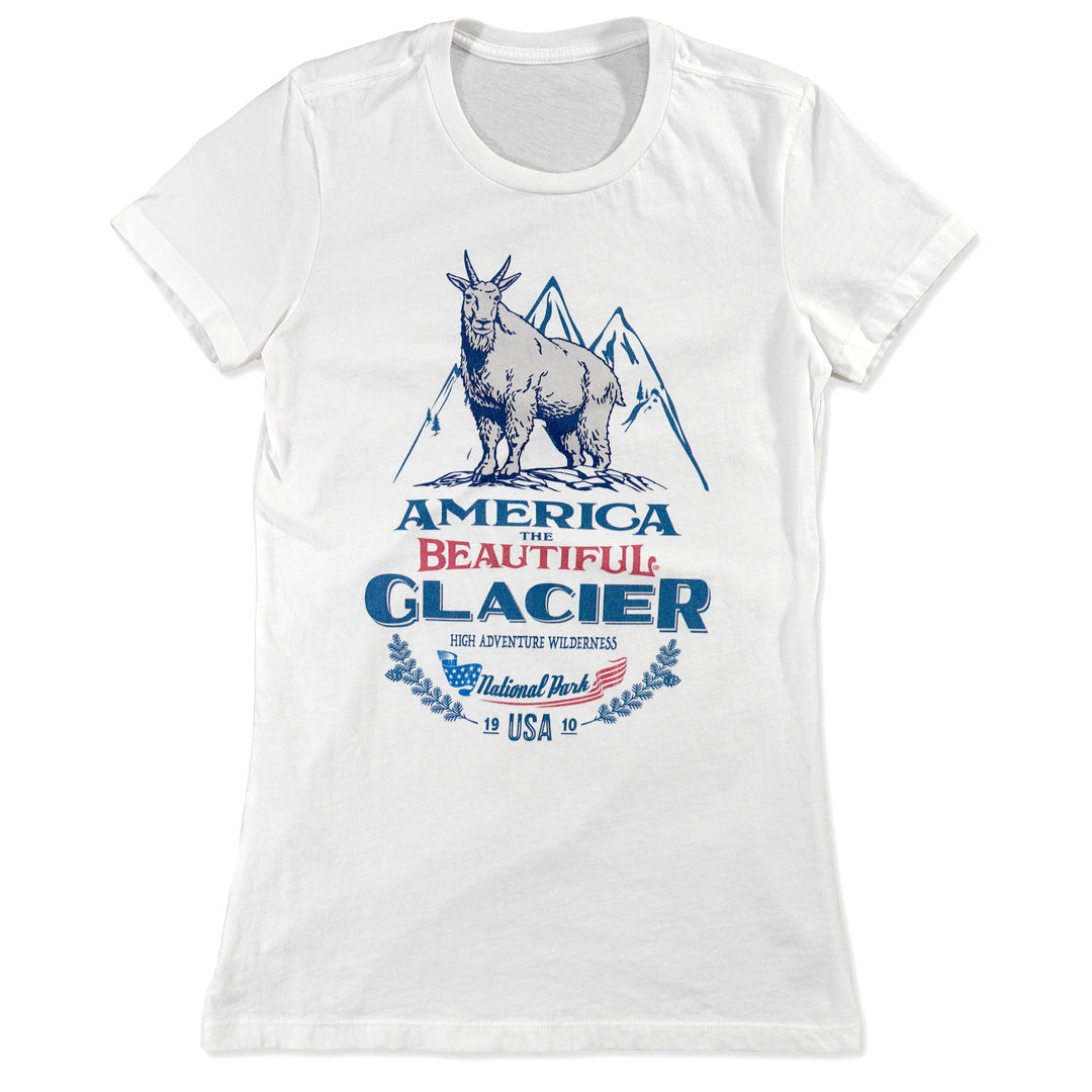 America The Beautiful® Glacier National Park Rocky The Mountain Goat Womens Graphic Tee