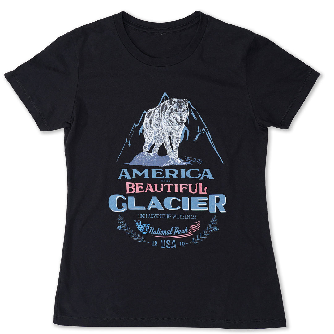 America The Beautiful® Glacier National Park Fearless Wolf Womens Graphic Tee