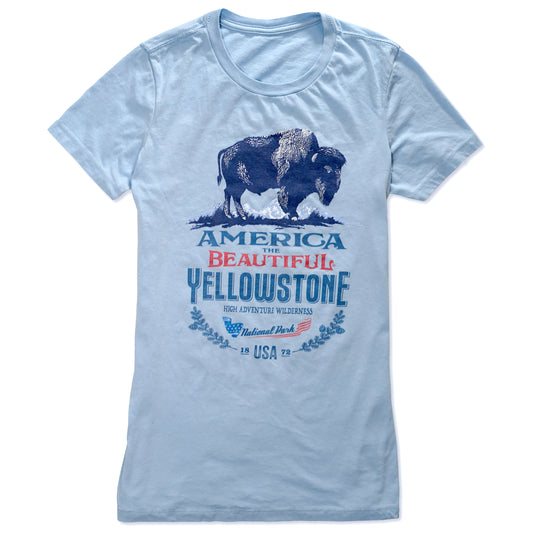America The Beautiful Yellowstone National Park Buffalo Womens Graphic Tee