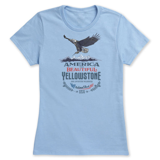 America The Beautiful® Yellowstone Soaring Bald Eagle Womens Graphic T-shirt