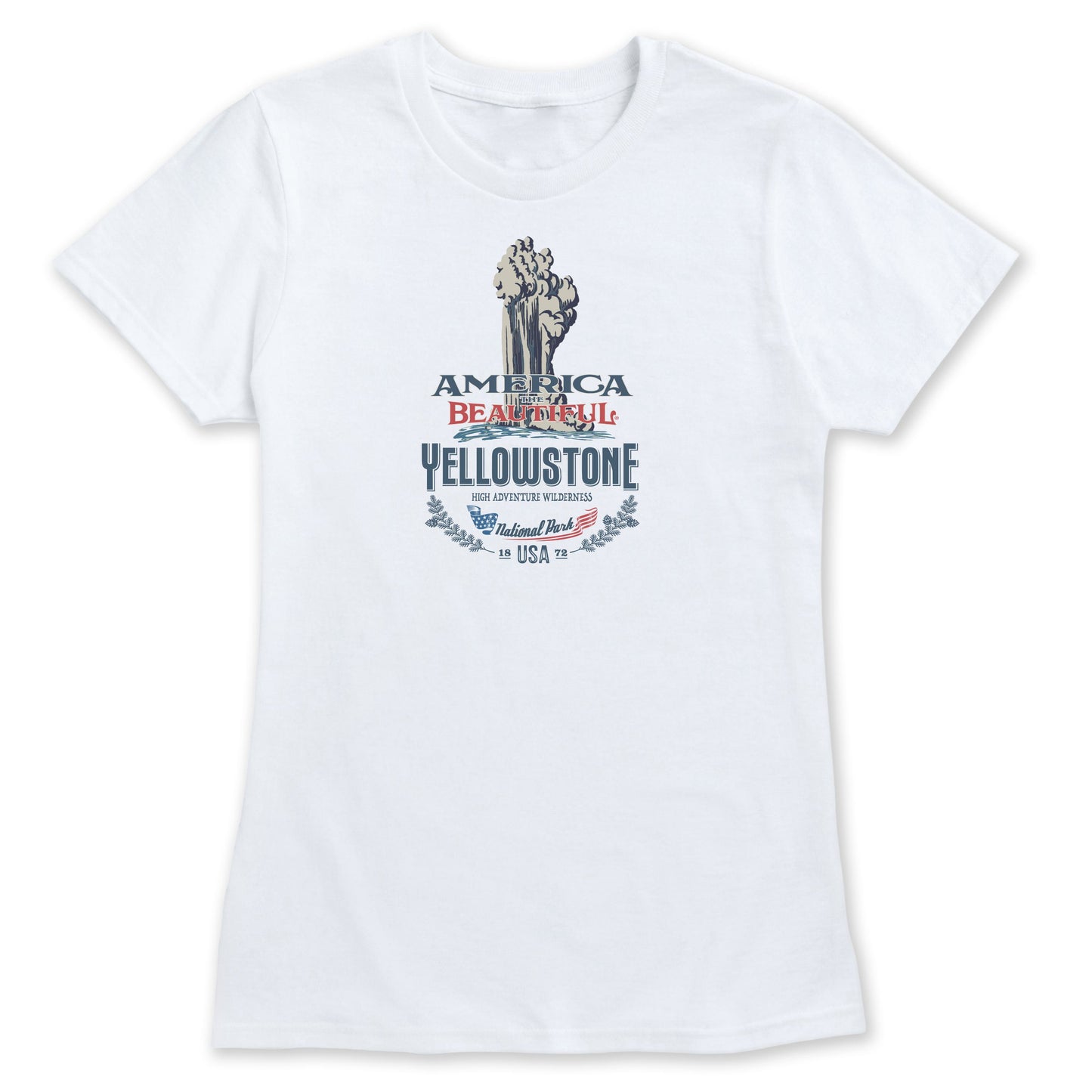 America The Beautiful® Yellowstone Old Faithful Vintage Campstyle Womens T-shirt