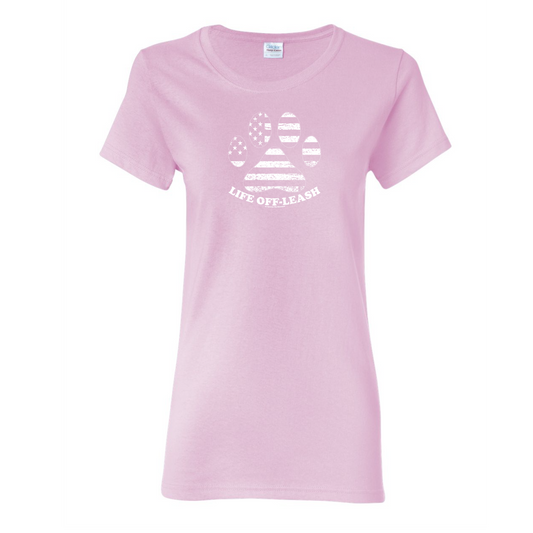 Life Off-Leash Dog Paw Print Message Tee by America The Beautiful®