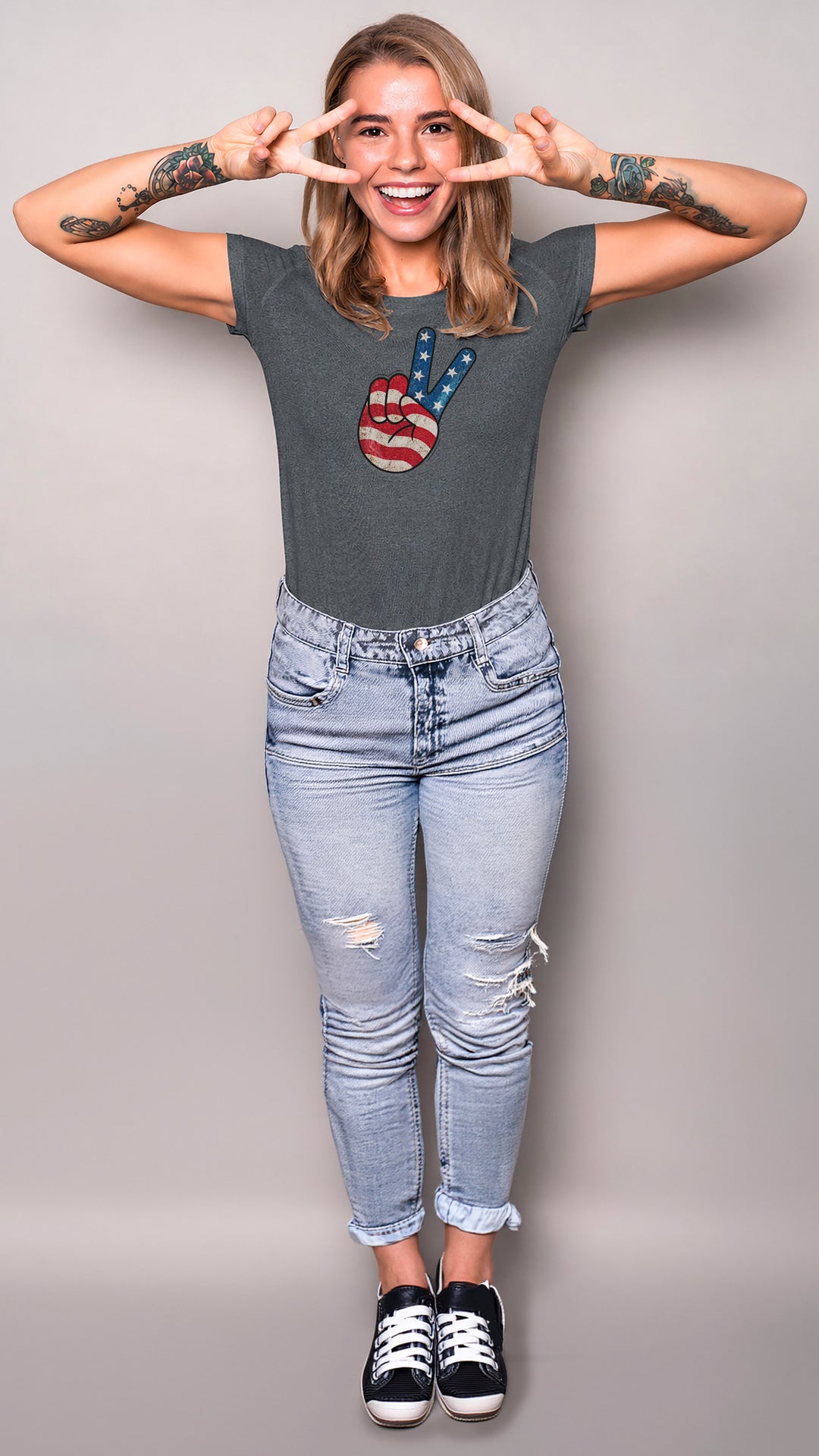 Playfully Patriotic!™ 1941 Victory Sign Womens T-shirt