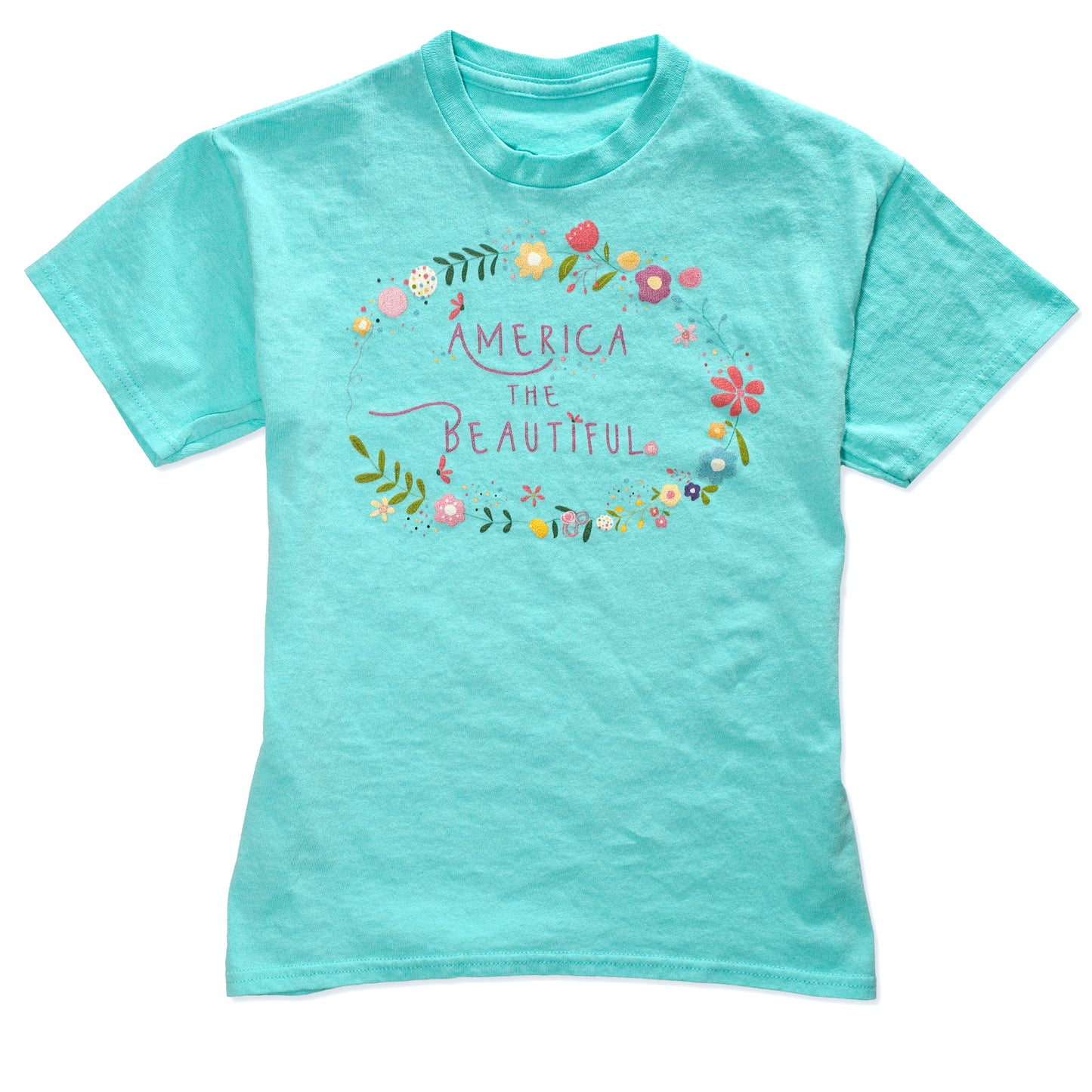 America The Beautiful Youth Girls Spring Flower Crown Cotton T-Shirt in Haledon
