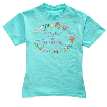 Youth Girls Spring Flower Crown Cotton T-Shirt in Haledon