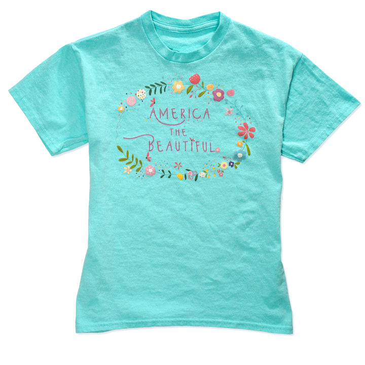 America The Beautiful® Youth Girls Spring Flower Crown Cotton T-Shirt in Haledon