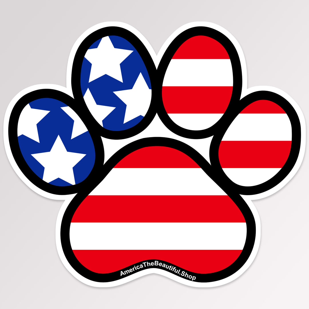 Pawsitively American™ Dog Paw Print American Flag Sticker