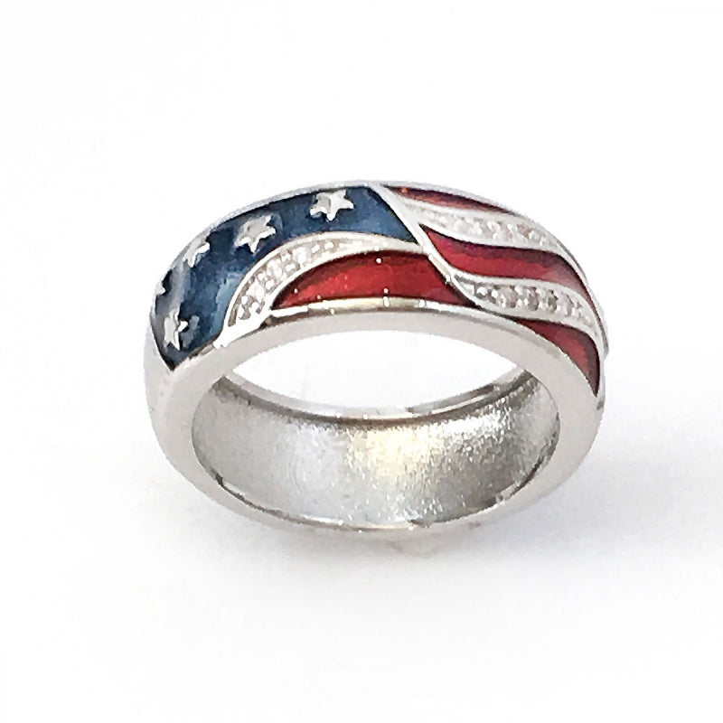 Love American Style™ Red White & Blue Flag Design Ring