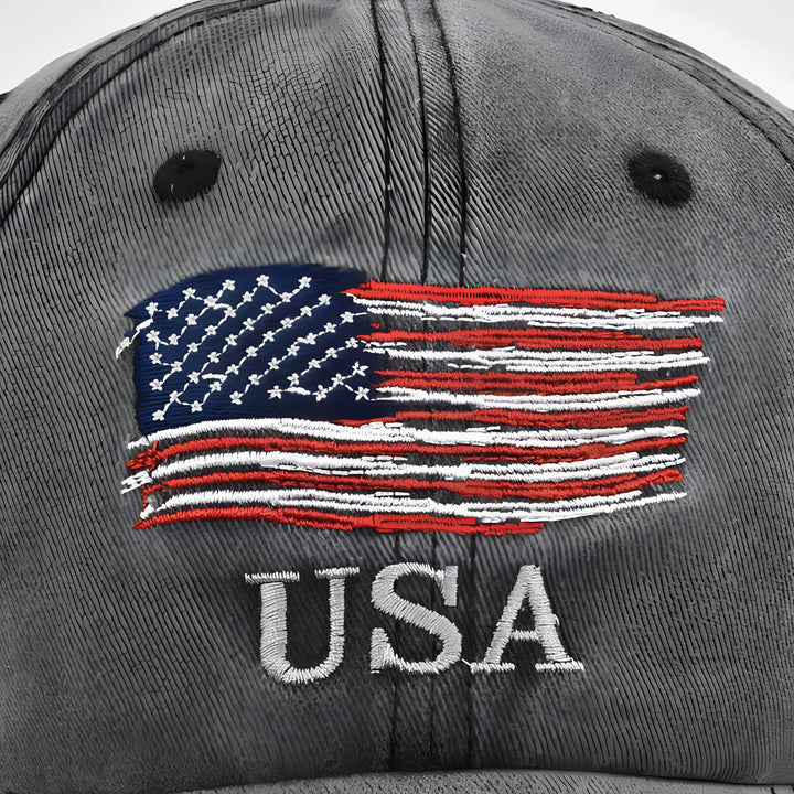Gray cap with American flag and &