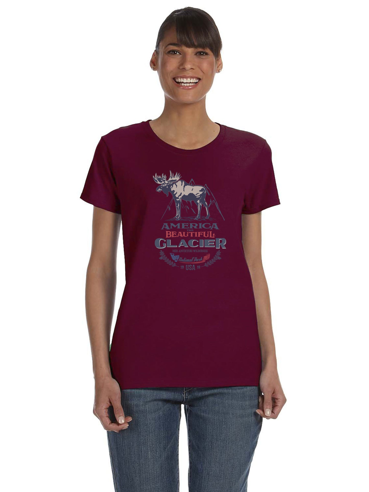 Glacier National Park Bull Moose Vintage Camp-style Graphic T-shirt