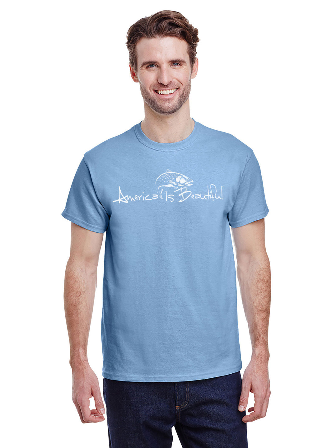 America Is Beautiful® Trout Fishing Mens Graphic Tee