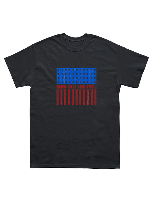 Freedom Icon American Flag Short Sleeve Adult Black Graphic T-Shirt