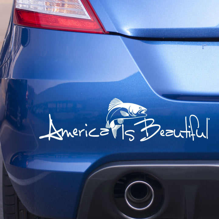 America Is Beautiful™ Trout Fish Die Cut White Vinyl Sticker Decal