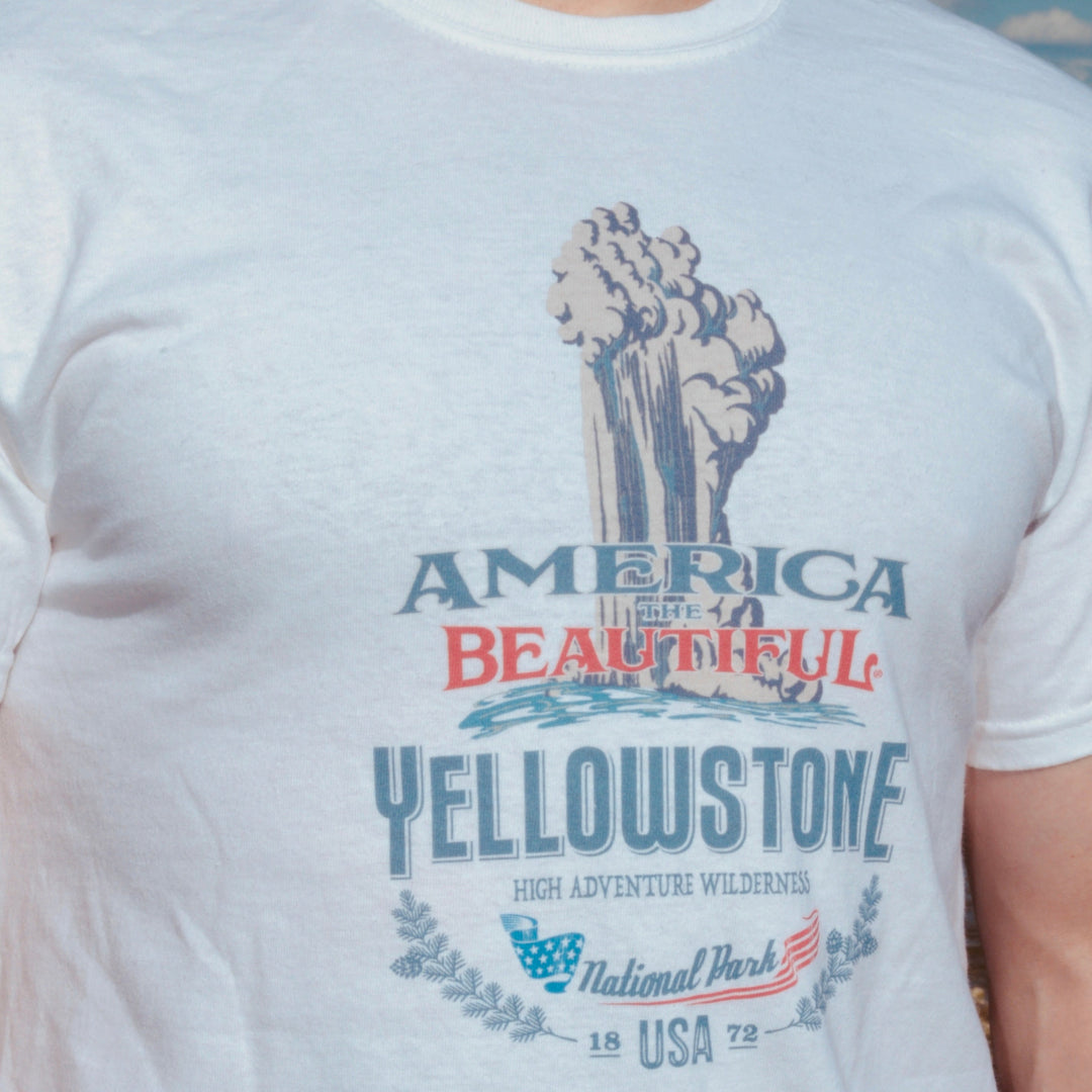 America The Beautiful® Yellowstone National Park Old Faithful Mens Vintage Graphic Tee