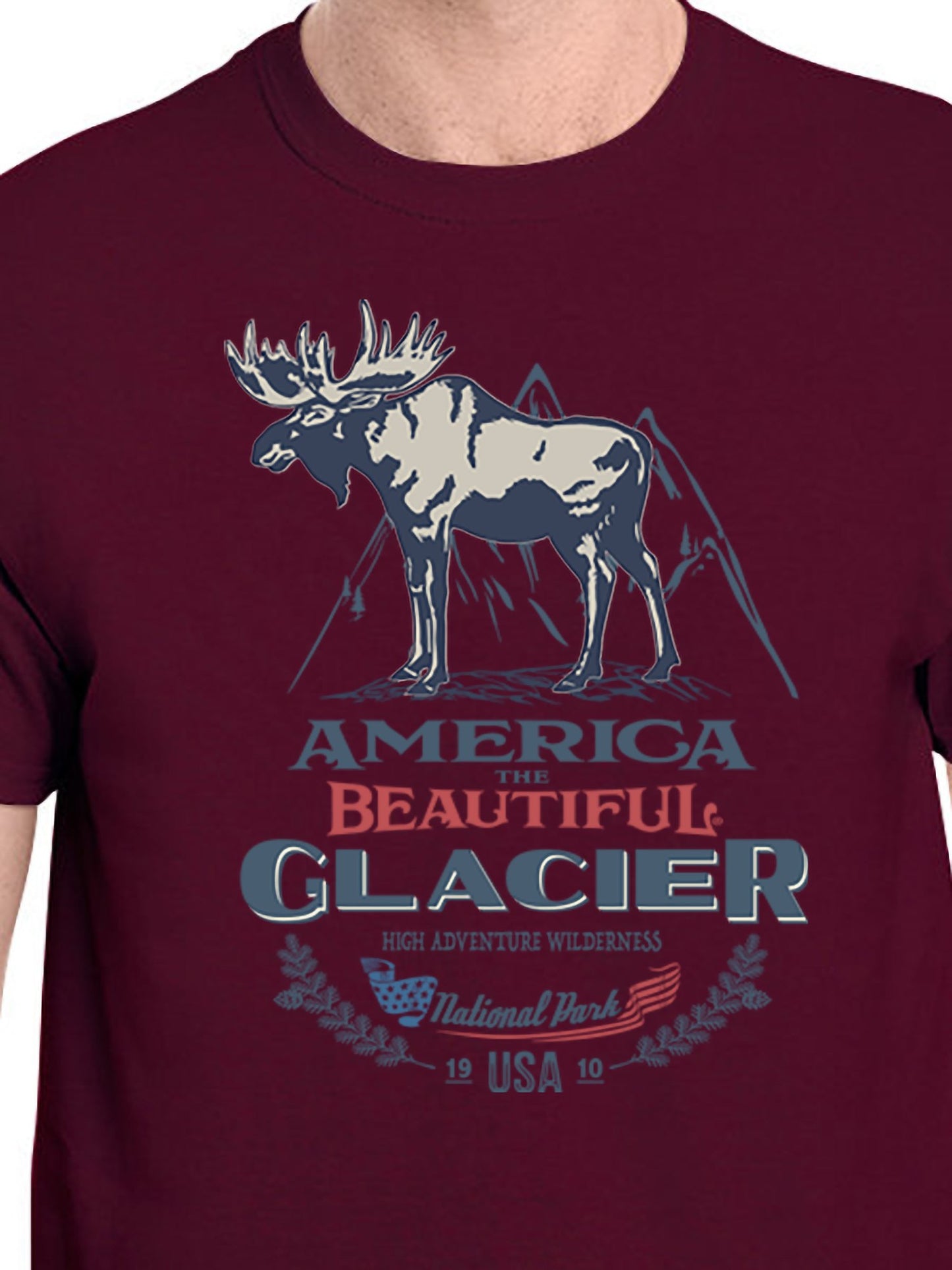 Glacier National Park Bull Moose Vintage Camp-style Graphic T-shirt