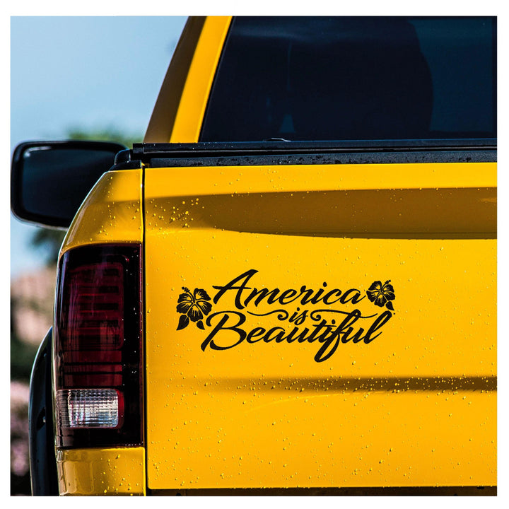 Hibiscus Beach White Vinyl Sticker Decal by America Is Beautiful™
