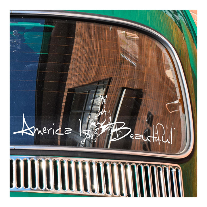 America Is Beautiful™ Running Horse Die Cut White Vinyl Sticker Decal