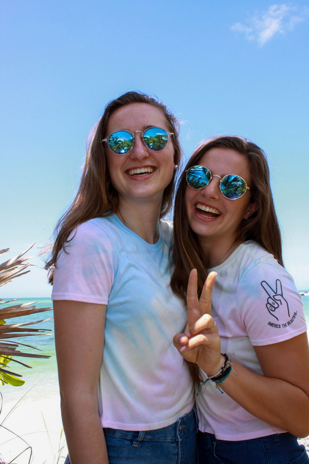 Righteous Tie Dye Peace Sign America The Beautiful® Womens Cropped Tee